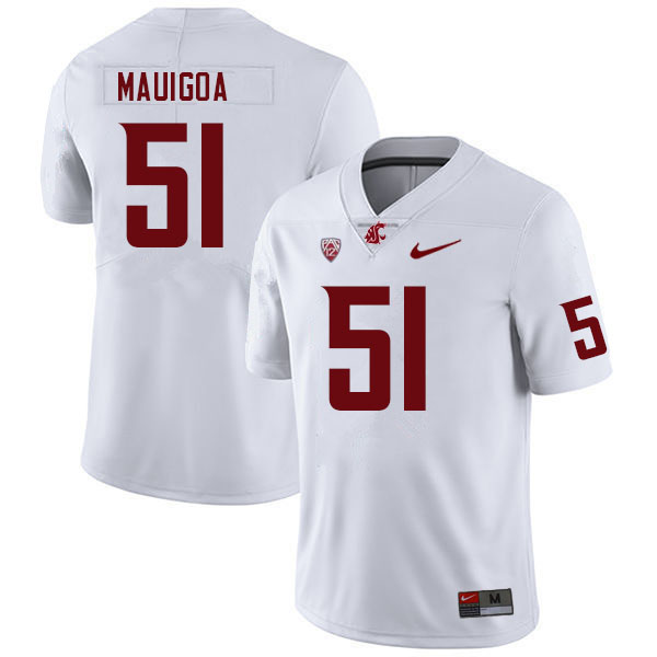 Men #51 Francisco Mauigoa Washington State Cougars College Football Jerseys Sale-White - Click Image to Close